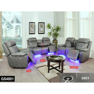 Modern China Sofa Reclinable Grey 3 2 1 Leather Recliner Electric Sofa Chair Set Living Room Furniture With LED Cup Holder