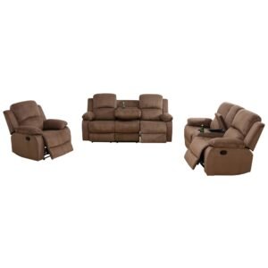 Brown Pineapple Velvet 3-Piece Couch Living Room Sofa Set